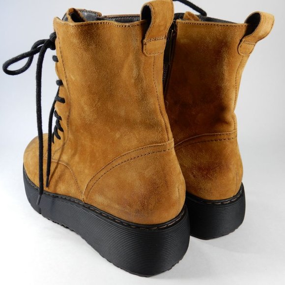 PAUL GREEN Gianna Lace Up Platform Moto Bootie BOOTS Size 9 Cognac NEW $499 - Picture 9 of 12